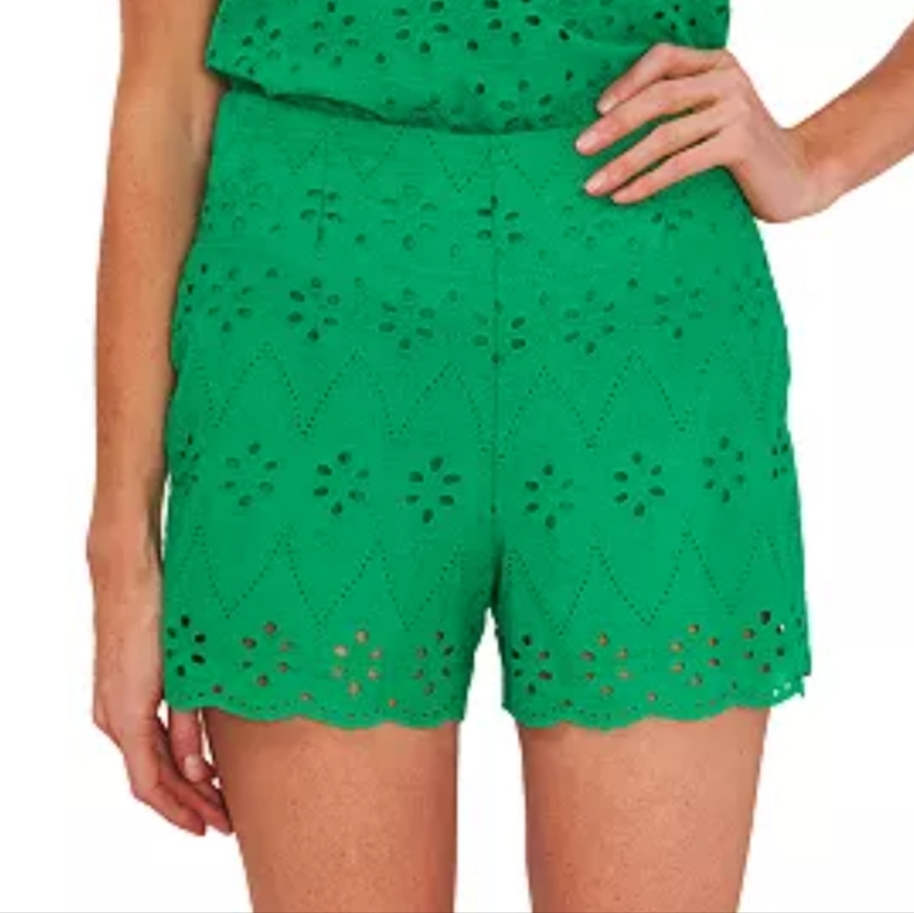 NWT Cece Green Eyelet Shorts